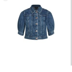City Chic crop puff sleeve denim jacket